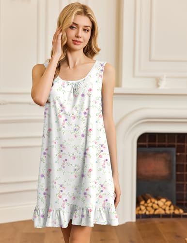Nightgowns for Women Sleeveless Nightdress Cute Night Gowns Short Sleepshirt Soft Sleepwear Pajama Dress S-XXXL