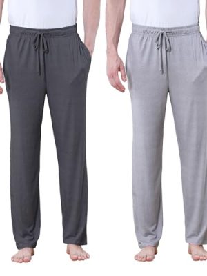 Men's Lightweight Pajama Pants Soft Lounge Sleep Joggers Adjustable Drawstring & Pockets All-Season Sleepwear