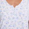 Women's Nightgown Ribbed Knit Short Sleeve Henley Sleepshirt