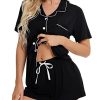 Womens Button Down Pajamas Set Short Sleeve Sleepwear Bride Soft Pj Lounge Sets XS-3XL
