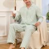 Couple Pajama Sets, Soft Cotton Button-Down Striped Pajamas for Men and Women Long Sleeve Sleepwear with Pockets