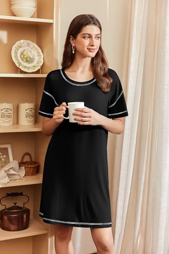 Nightgowns for Women Soft Sleep Shirt Short Sleeve Night Shirt Oversized Sleepwear Comfy Sleep Dress