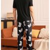Men's 2 Piece Summer Pajama Sets Crew Neck Graphic Tees with Long Pants Loungewear