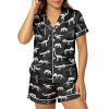 Women’s Silk Satin Pajama Set, Short Sleeve Button Down 2 Piece PJs with Shorts, Cozy Loungewear & Matching Holiday Pajamas