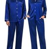 Couples Pajamas Womens &Mens Matching Pajamas Set Silk Satin Pj Set Long Sleeve Button Down Sleepwear 2 Pcs Loungewear