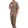 Matching Pajamas for Couples Satin Short Sleeve Sleepwear Women/Men Silk Soft Button Down Nightwear 2 Pcs Loungewear
