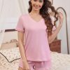 Womens Pajama Sets Summer Pjs Soft Short Sleeve Sleepwear Comfy Ruffle Pj Shorts Set Cute Lounge Sets with Pockets