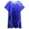 Blue Thunder Storm Nightgowns for Women Sleepwear Short Sleeve Sleep Dress Nightshirt