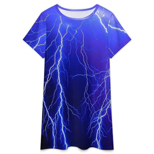 Blue Thunder Storm Nightgowns for Women Sleepwear Short Sleeve Sleep Dress Nightshirt