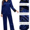 Couples Satin Pajama Set Women & Men Long Sleeve Sleepwear Button Down Loungewear Silky Pj Set with Long Pants