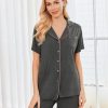 2 Pack Womens Pajamas Set Button Down Summer Sleepwear Short Sleeve Comfy Pjs Loungewear Set