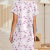 Women's Nightgowns Short Sleeve Nightshirt Soft Night Gown Ladies Nightdress Comfy Pajama Dress