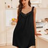 Women's Satin Silk Nightgown V Neck Sexy Nightdress Tank Sleeveless Sleepshirt Lace Sleep Dress Nightwear S-XXXL
