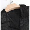 Men's 2 Piece Satin Silk Pajama Sets Leopard Button Down Shirts and Shorts Cheetah Loungewear Sleepwear Pjs