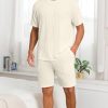 Mens Pajamas Set Summer Pjs Sets Lightweight Short Sleeve Pajama Shorts Set Soft Sleepwear Loungewear with Pockets