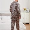 Men Pajamas Matching Pajamas Set Silk Satin Pj Long Sleeve Button Down Sleepwear 2 Pcs Loungewear