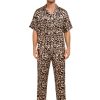 Matching Pajamas for Couples Satin Short Sleeve Sleepwear Women/Men Silk Soft Button Down Nightwear 2 Pcs Loungewear