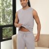 Men's Pajamas Set Workout Tank Top Pjs Sets with Shorts 2 Piece Soft Sleeveless Casual Sleep Shirts Loungewear S-XXL