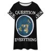 Question Everything Flat Earth Nightgowns for Women Sleepwear Short Sleeve Sleep Dress Nightshirt