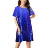 Blue Thunder Storm Nightgowns for Women Sleepwear Short Sleeve Sleep Dress Nightshirt