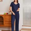 Pajama Sets for Women 2 Pack, Short Sleeve with Long Pant Pjs Sleepwear Comfy Lounge Sets with Pockets