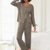 Womens Pajama Sets Button Up Long Sleeve Pjs Soft Lounge Set 2 Piece Sleepwear with Pockets