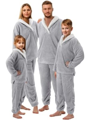 Fluffy Pajamas Set for Women Men Kids Family Fleece Pajamas Set Fuzzy Pjs Set Warm Sleepwear Pjs for Winter