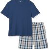 Men's Cotton Poplin Pajama Short with Cotton T-Shirt Set