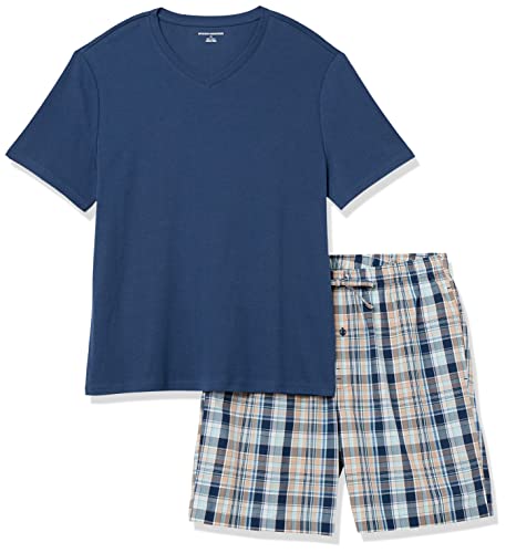 Men's Cotton Poplin Pajama Short with Cotton T-Shirt Set