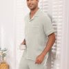 Couples Matching Pjs Button Up Pajamas 2 Piece Lounge Set Lightweight Sleepwear Short Set S-3XL