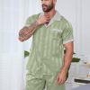 Mens Pajamas Set Satin Silk Pajama For Men Sleepwear Shorts Sexy Nightwear Button Down 2 Piece