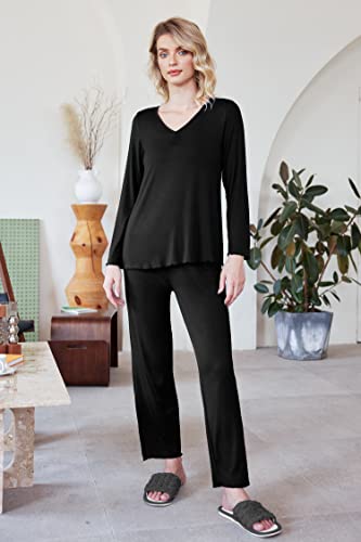 Womens Pajama Sets 2 Piece Lounge Set Fall Winter Pajamas Long Sleeve Pjs Top and Pants Soft Pj Sets Loose Sleepwear