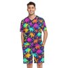 Men's Short Sleeve Pajama Set Summer Pj Short Set 2 Piece Loungewear Sleepwear with Pockets