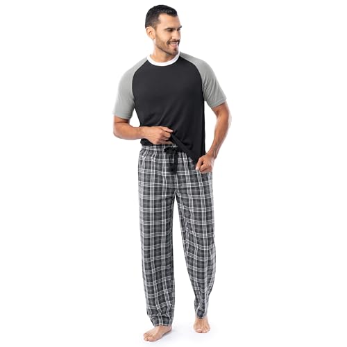 Men's Jersey Henley Top and Broadcloth Pant Sleep Pajama Set