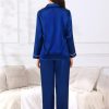Couples Pajamas Womens &Mens Matching Pajamas Set Silk Satin Pj Set Long Sleeve Button Down Sleepwear 2 Pcs Loungewear