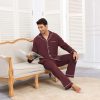Mens 100% Cotton Pajamas Set Long Sleeve Sleepwear Button Down Pjs Loungewear with Pockets