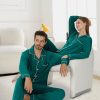 Matching Pajamas for Couples, Button Up Pjs Set for Men and Women Soft Warm Loungewear