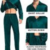 Couples Matching Pajamas Silk Satin Long Sleeve Button Down Sleepwear 2 Pcs Loungewear Mens & Womens Family PJs Set