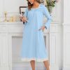 Nightgowns for Women Soft 100% Cotton House Dress Embroidery Long Sleeve Night Gowns Comfy Long Sleepwear