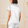 Womens Silk Satin Pajamas Sets 2 Piece Short Sleeve Sleepwear Button Down Top and Shorts Pjs Lounge Wear Sets S-XXL
