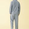 Men's Lightweight Cotton Pajamas Long Sleeves Shirt Pants Set