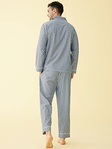 Men's Lightweight Cotton Pajamas Long Sleeves Shirt Pants Set