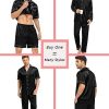 Mens Satin Silk Pajamas Set 3pcs Short Sleeve Sleepwear Silky Button Down Pjs Sets Classic Loungewear Nightwear