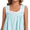 100% Cotton Nightgowns for Women Sleeveless Night Gown with Pockets