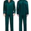 Couples Matching Pajamas Silk Satin Long Sleeve Button Down Sleepwear 2 Pcs Loungewear Mens & Womens Family PJs Set