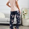 2 Pack Pajamas for Women Set Short Sleeve Sleepwear Top and Pants Pjs Soft Printed Lounge Sets with Pockets