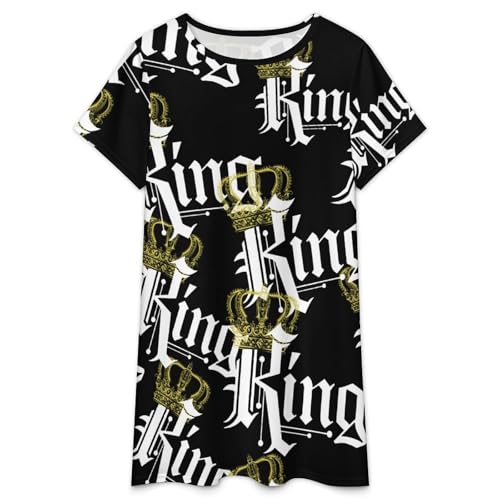 Kings Nightgowns for Women Sleepwear Short Sleeve Sleep Dress Nightshirt