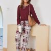 Pajamas For Women Comfy Long Sleeve Jogger Set Lounge Pjs Set With Pockets