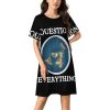 Question Everything Flat Earth Nightgowns for Women Sleepwear Short Sleeve Sleep Dress Nightshirt