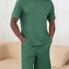 Mens Pajama Sets Short Sleeve T Shirts 2 Piece Shorts Lounge Sets PJ Summer Sleepwear